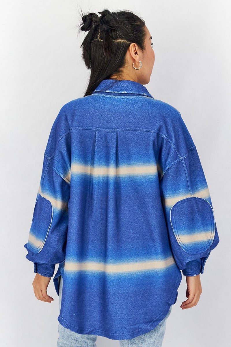 Free People Women Long Sleeve Tie Dyed Jacket, Blue - Image 4